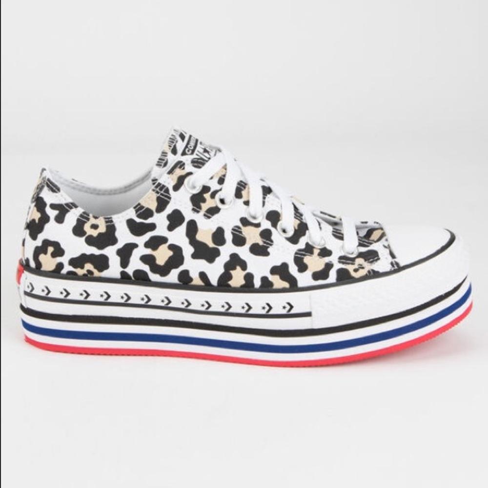 Converse leopard platform low tops